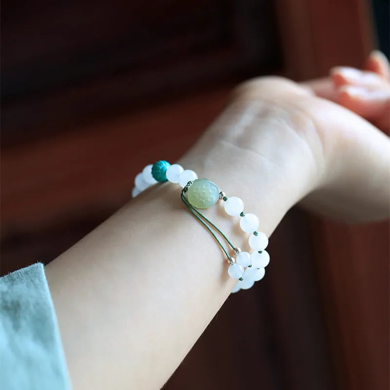 Bracelet en cristal de jade blanc de haute qualité
