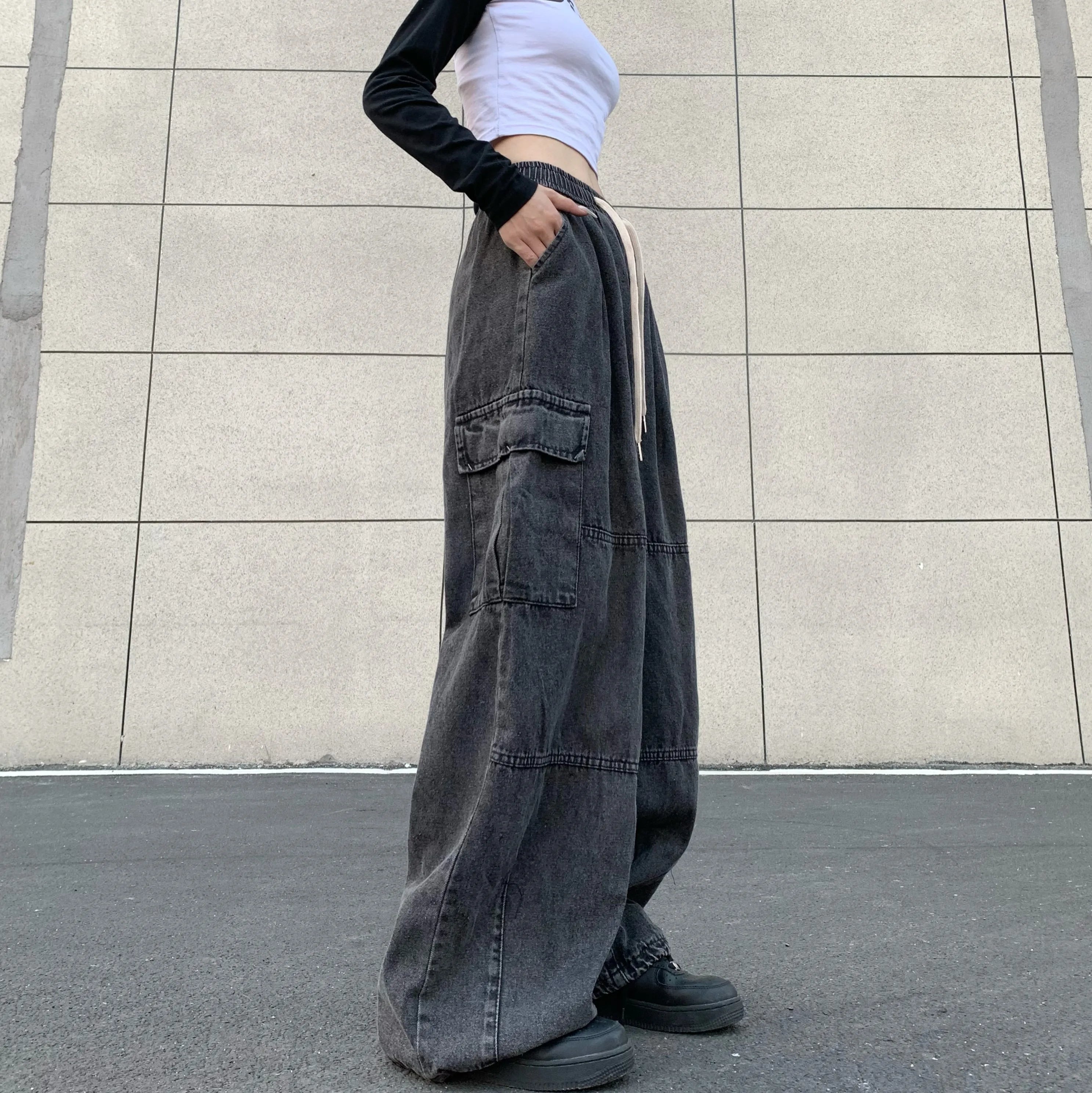Y2K Mühelose Cargo-Jeans mit weitem Bein