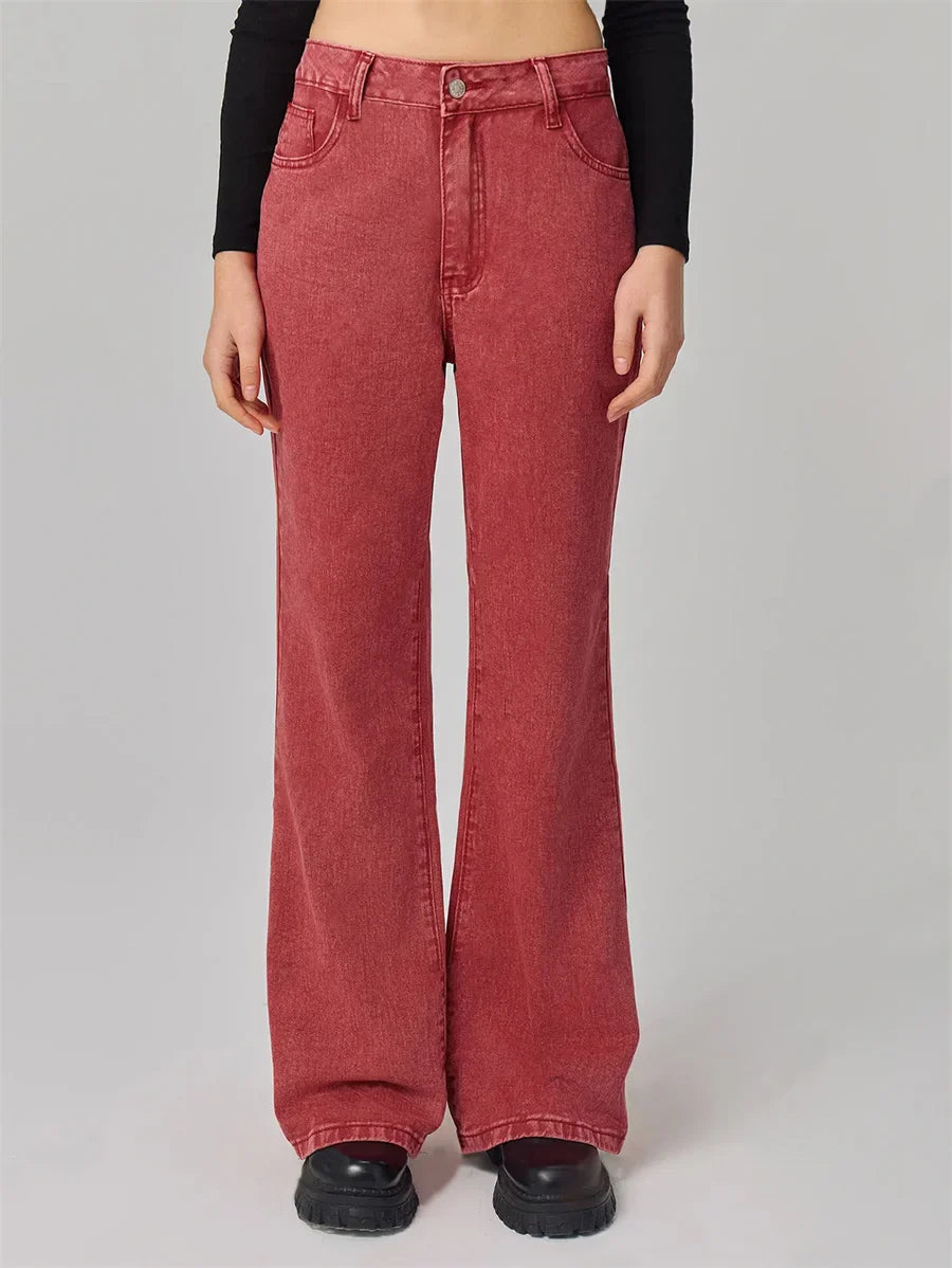Rote Streetwear-Jeans mit niedrigem Bund
