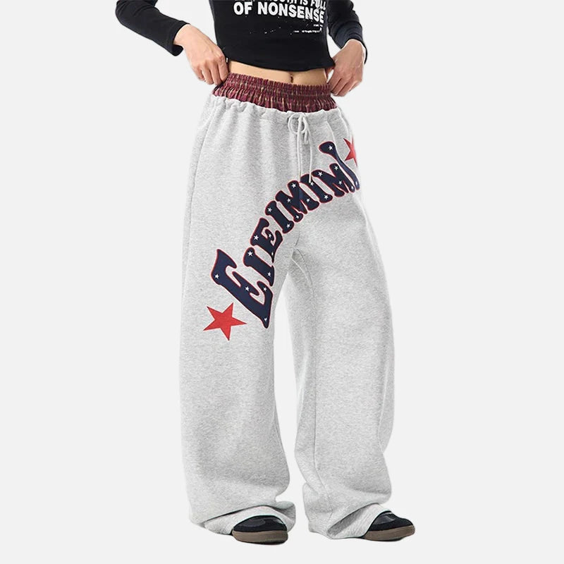 Stretch-Jogginghose mit Y2K-Übergröße und Buchstabenprint
