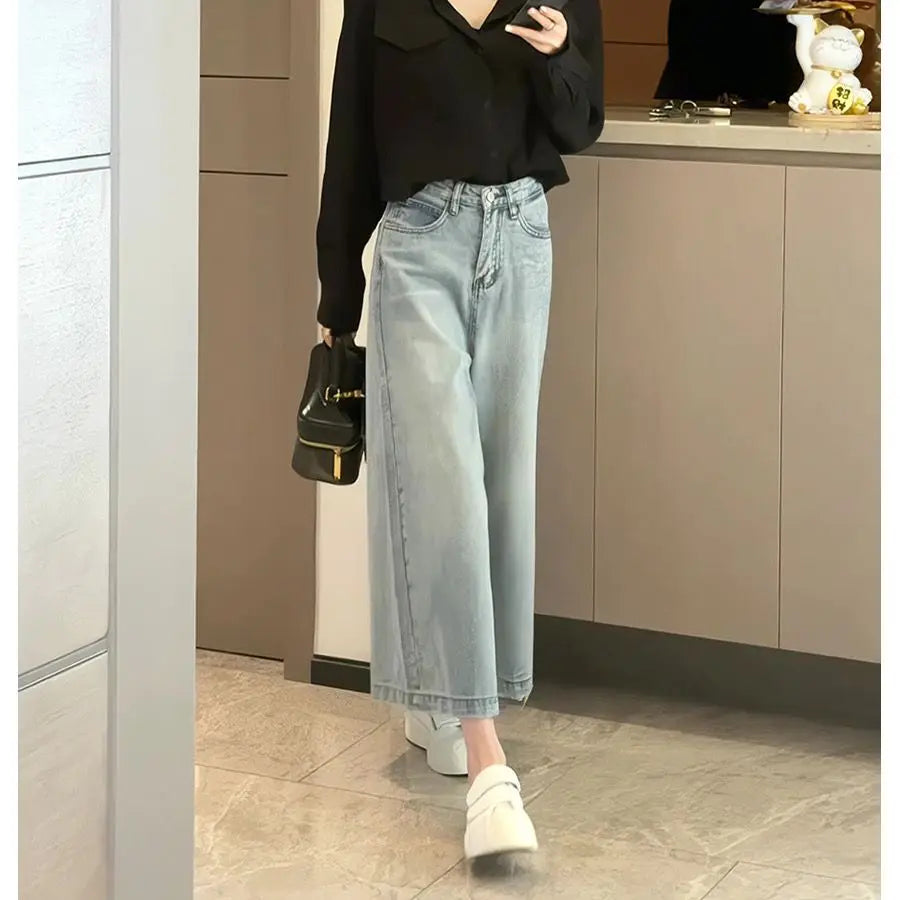 High Waist Wide Jeans in hellen Farben
