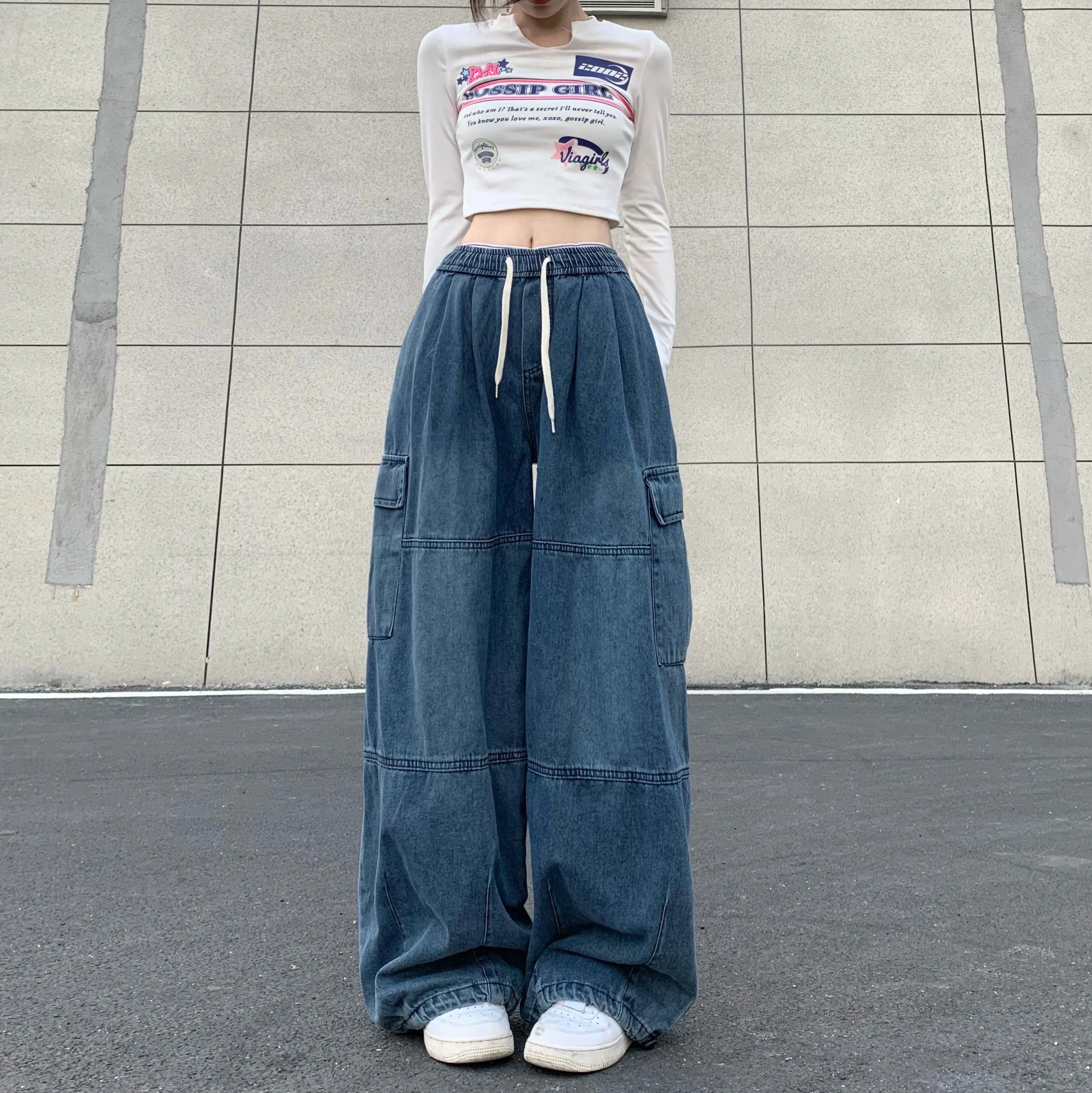 Y2K Mühelose Cargo-Jeans mit weitem Bein