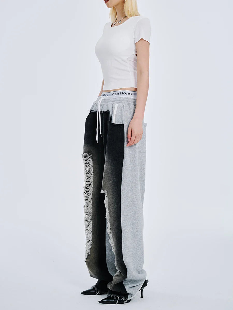 Perfect Fit Jeans mit weitem Bein, Schnürung und Lochmuster