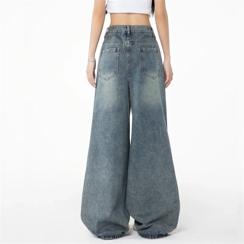 Vintage Low Waist Baggy Blue Jeans