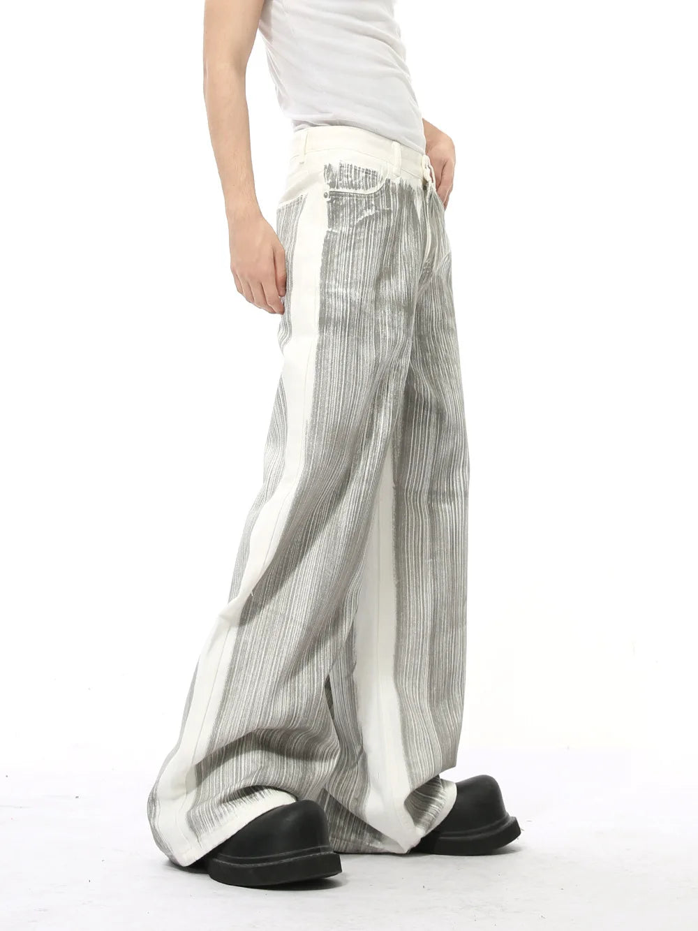 High Street Retro Design Dirty Straight Jeans