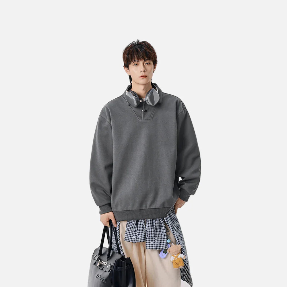 Klassisches, lässiges Polo-Sweatshirt mit langen Ärmeln