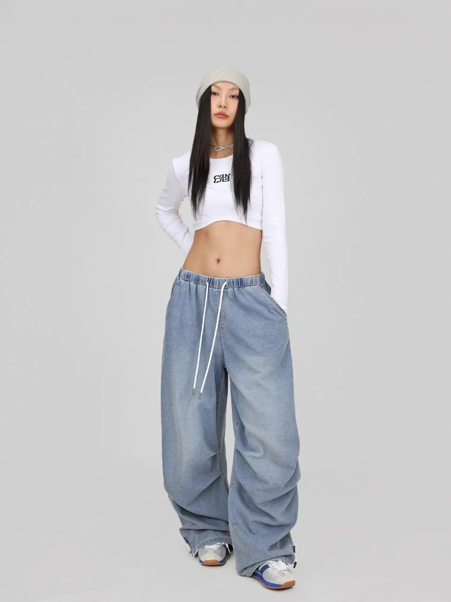 Pantalon de danse hip-hop bleu ample