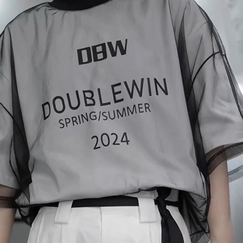 Investment Piece Mesh Design Short Sleeve T-Shirt