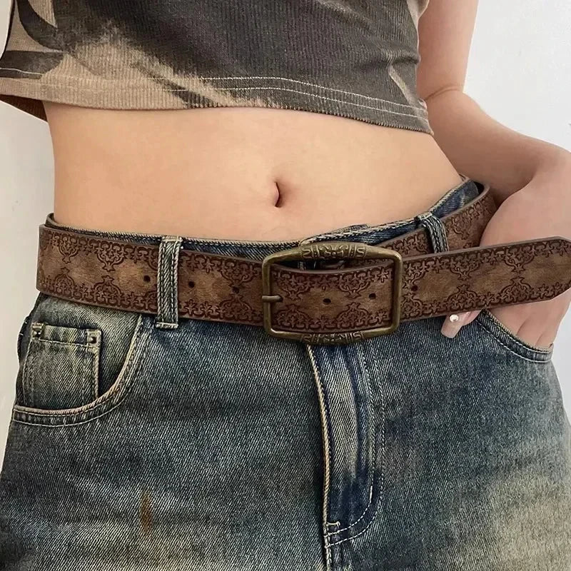 Y2K Washed PU Brown Belt