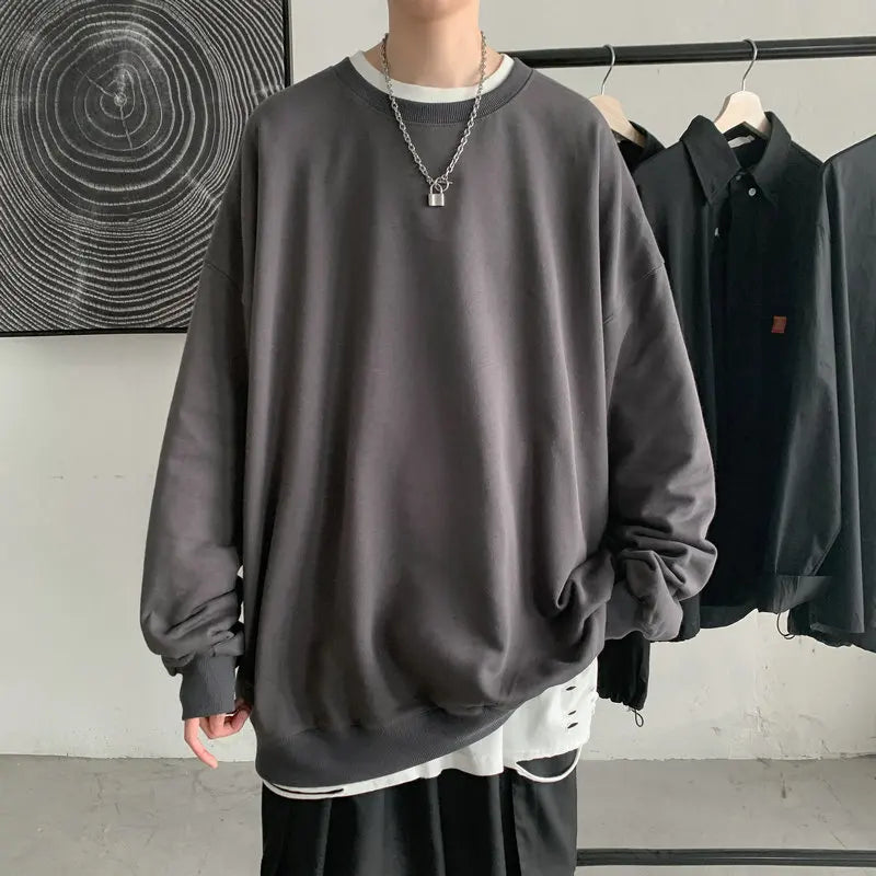 Einfarbiges, übergroßes Langarm-T-Shirt