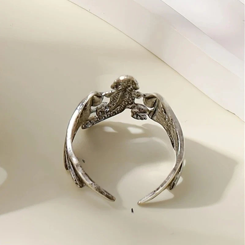 Bague vintage punk à ailes de chauve-souris ajustables