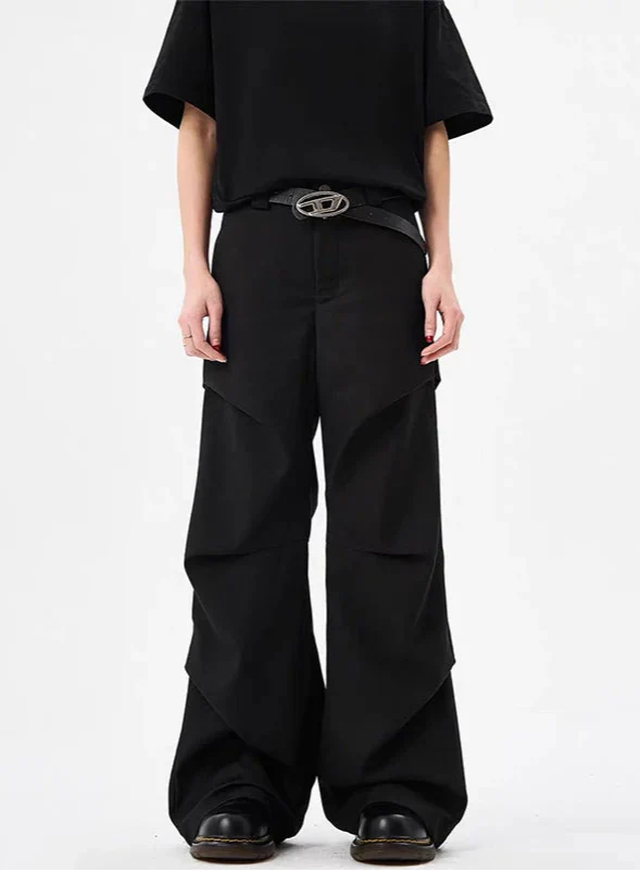 Schwarze Streetwear-Oversize-Gothic-Fallschirm-Tanzhose
