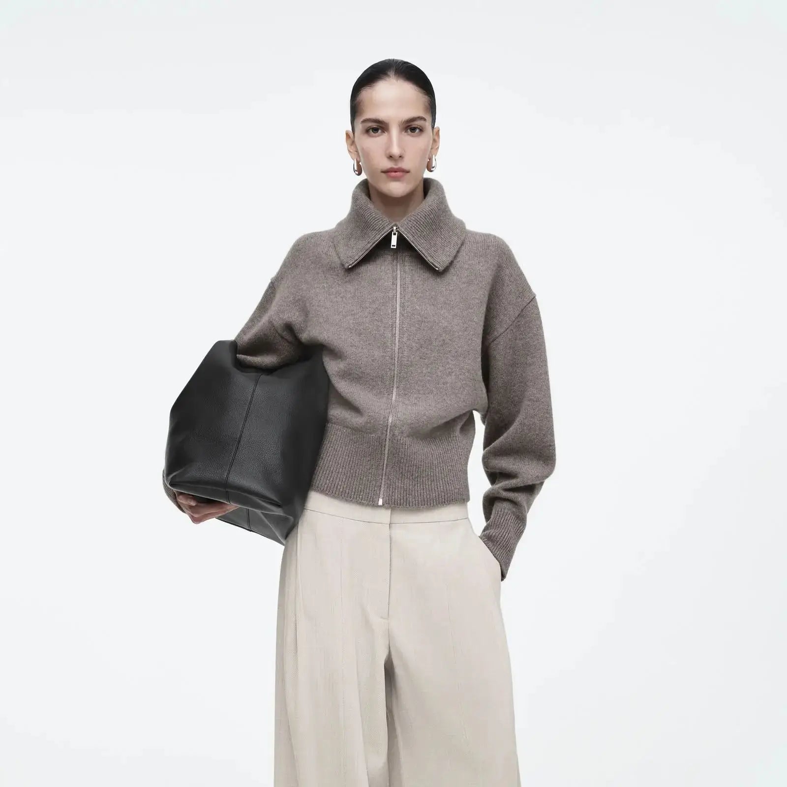 Ethereal Winter Cos Casual Strickpullover mit Reißverschluss
