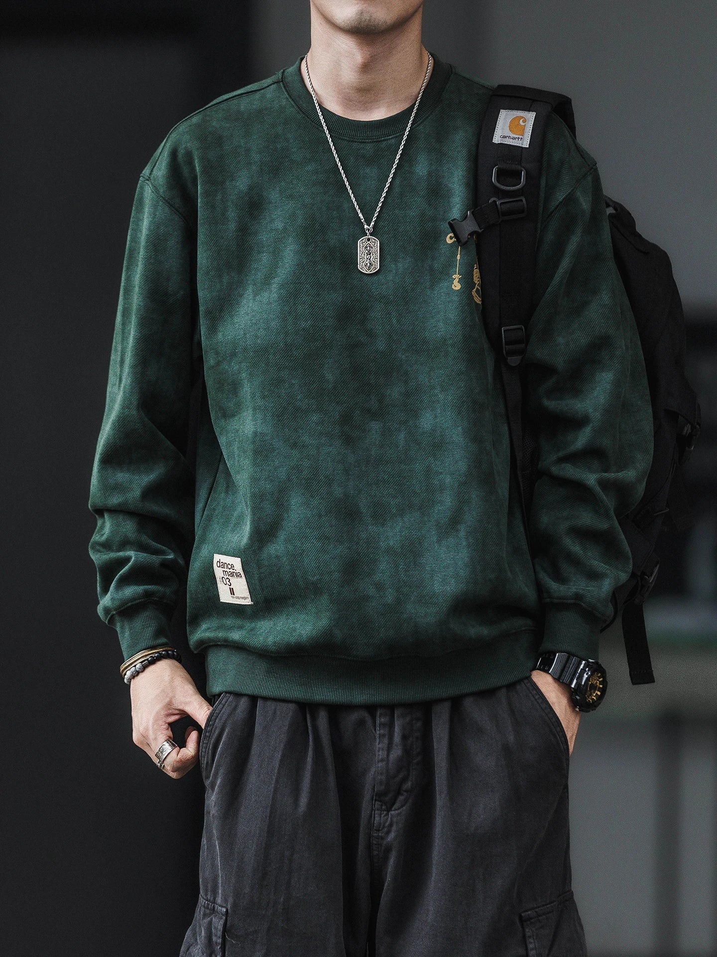 Oversize-Sweatshirt aus Baumwolle im amerikanischen Stil mit Print