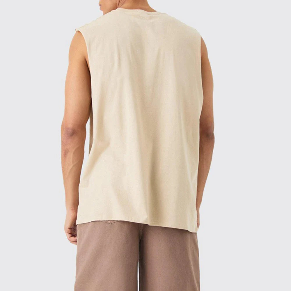 Breathable Printed Loose Sleeveless Sports T-shirt