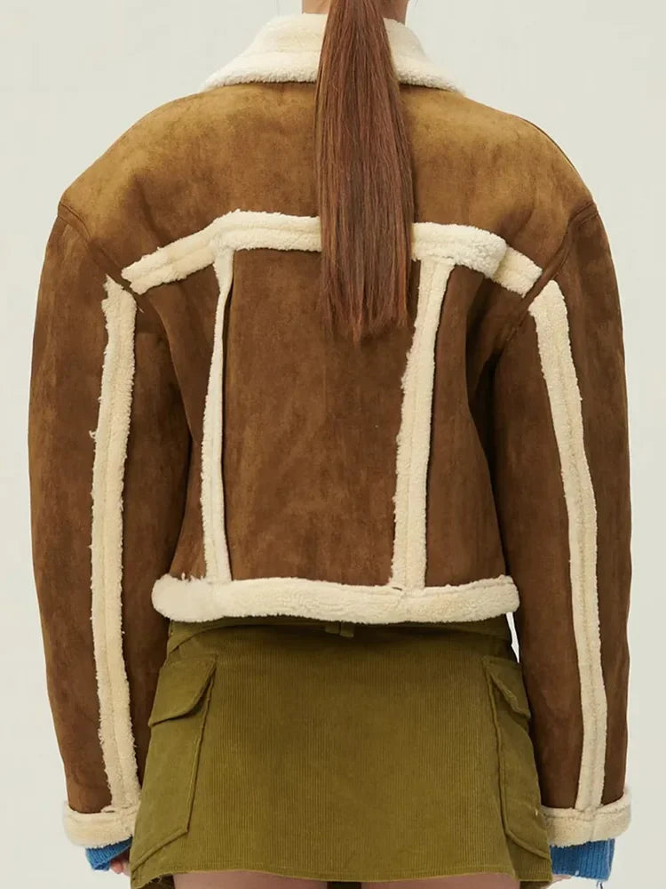 Damen-Retro-Wildlederjacke