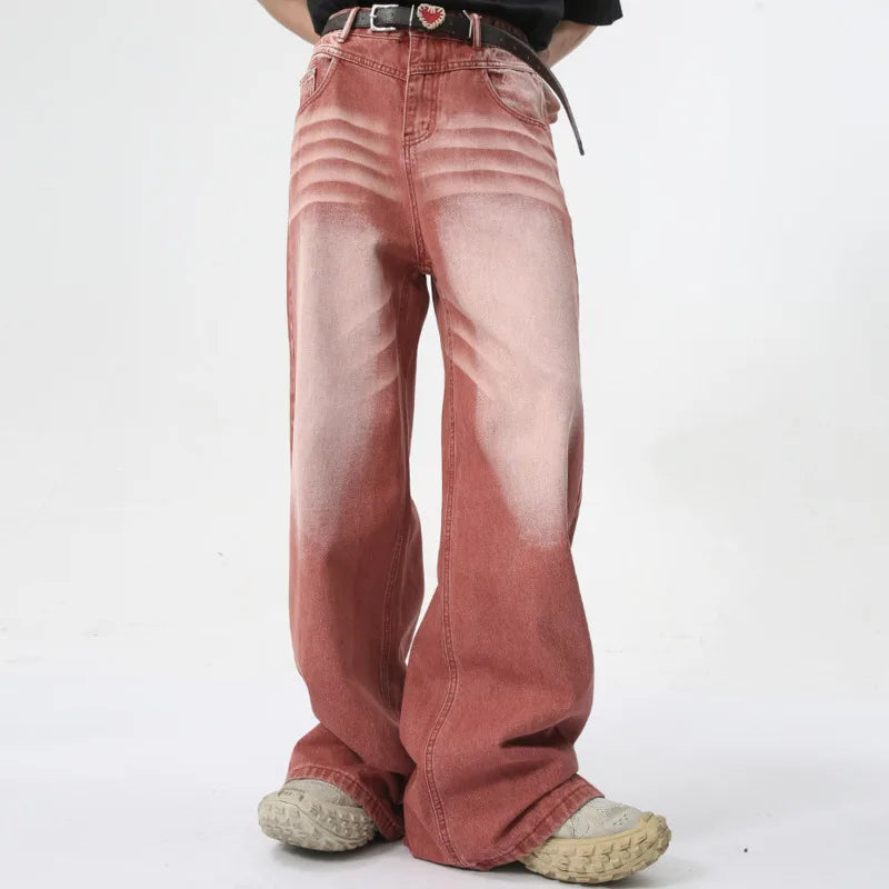 Streetwear-Jeans in Rot im High-Street-Style, lässig und bequem