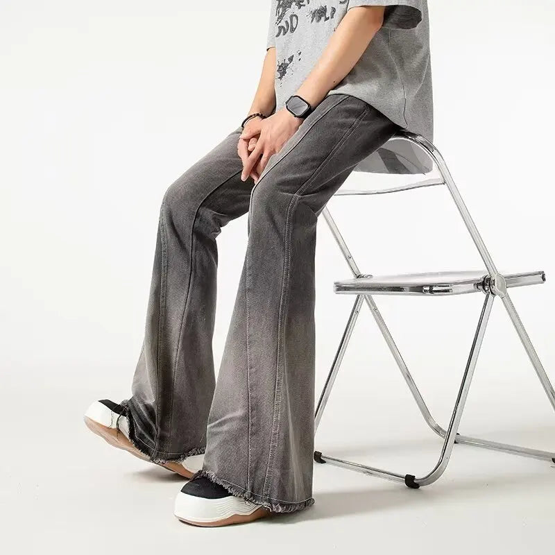 Vintage graue ausgestellte Baggy Hip-Hop-Jeans