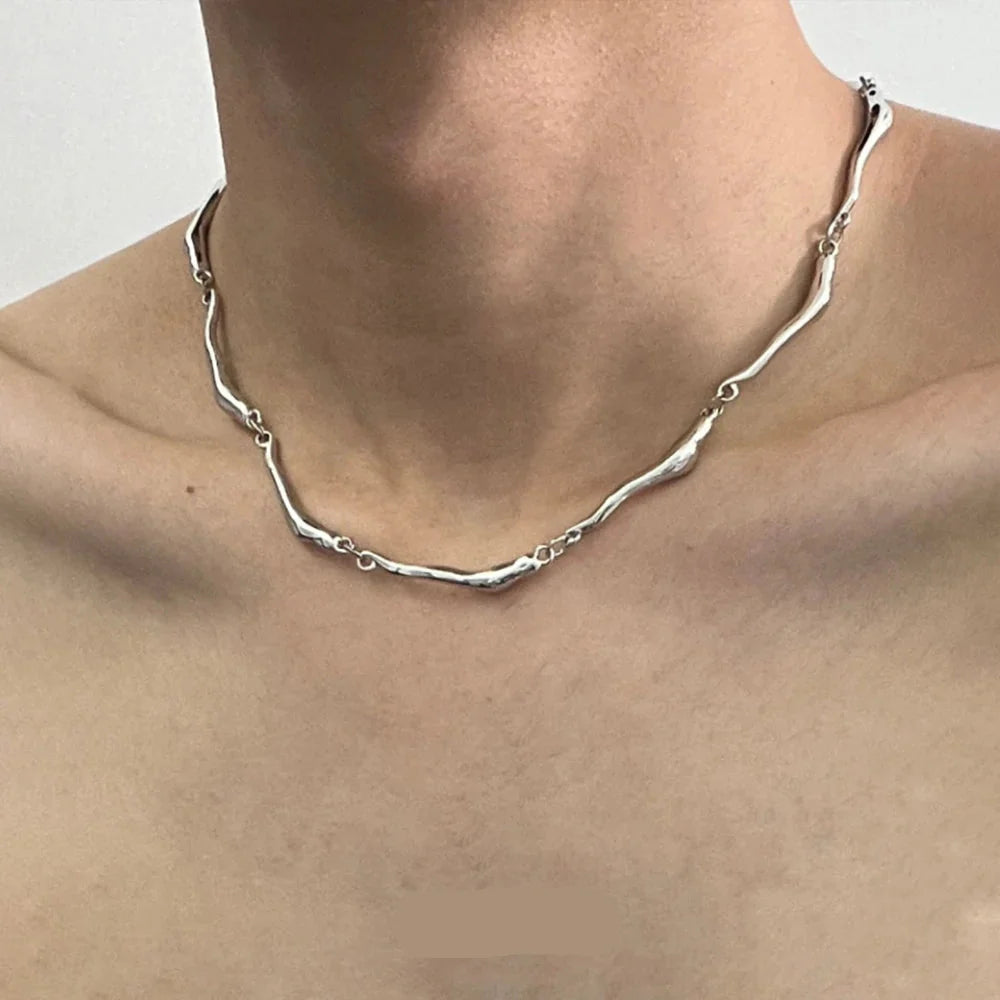 Men Luxury Irregular Titanium Steel Choker Necklace