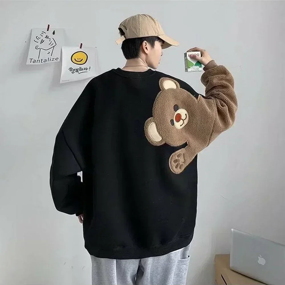 Y2K Bärenmuster Langarm-Sweatshirt