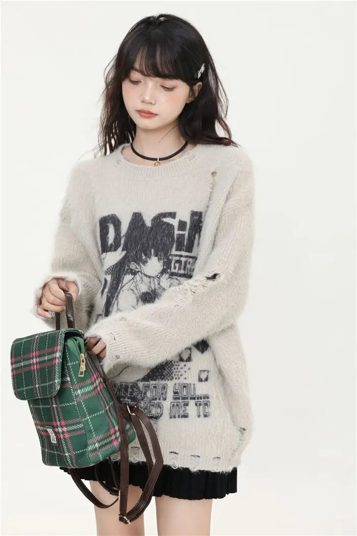 Pull déchiré vintage gothique japonais