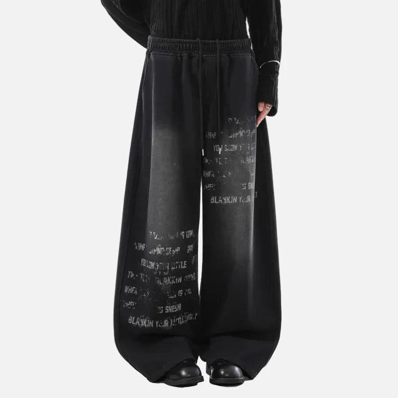 Pantalon de survêtement chic à taille élastique et cordon de serrage, imprimé lettres