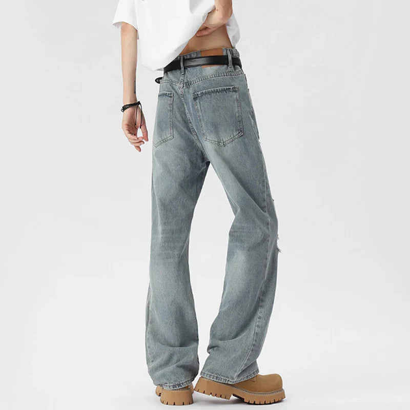 Oversized Energy Broken Hole Slim Jeans