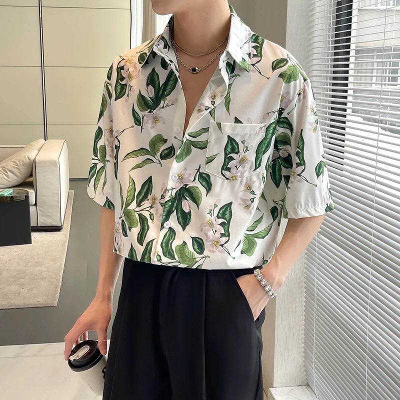 Chemise de plage hawaïenne décontractée à imprimé floral vintage