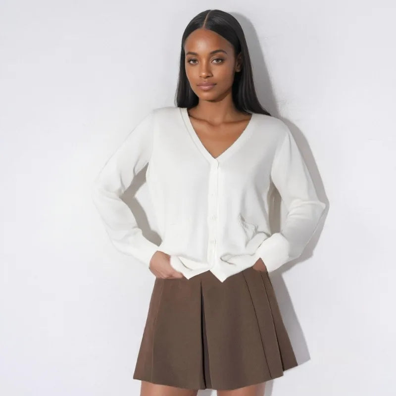 Lässiger, bequemer Damen-Strickcardigan mit V-Ausschnitt