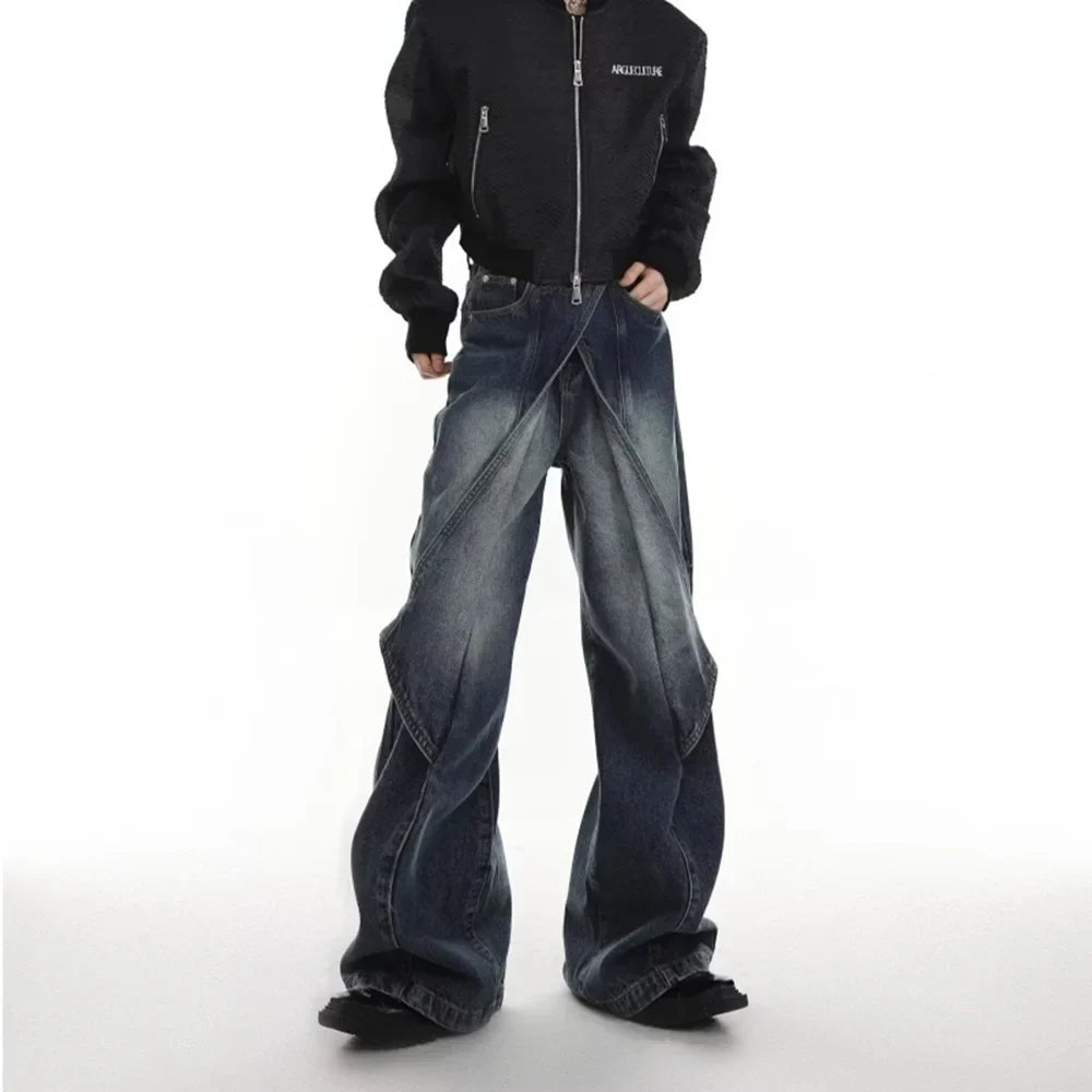 Vintage Streetwear Gradient Flared Wide Leg Jeans