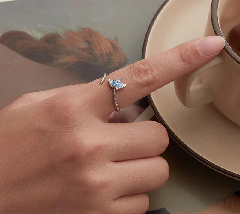 Women Cute Sterling Silver Manta Fish Ring