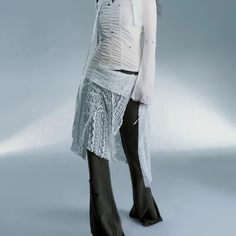 Grunge Y2K Lace Irregular Women's Skirt