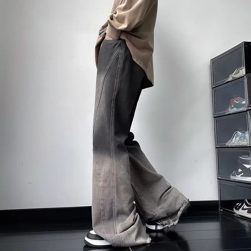 Jeans évasés gris vintage streetwear