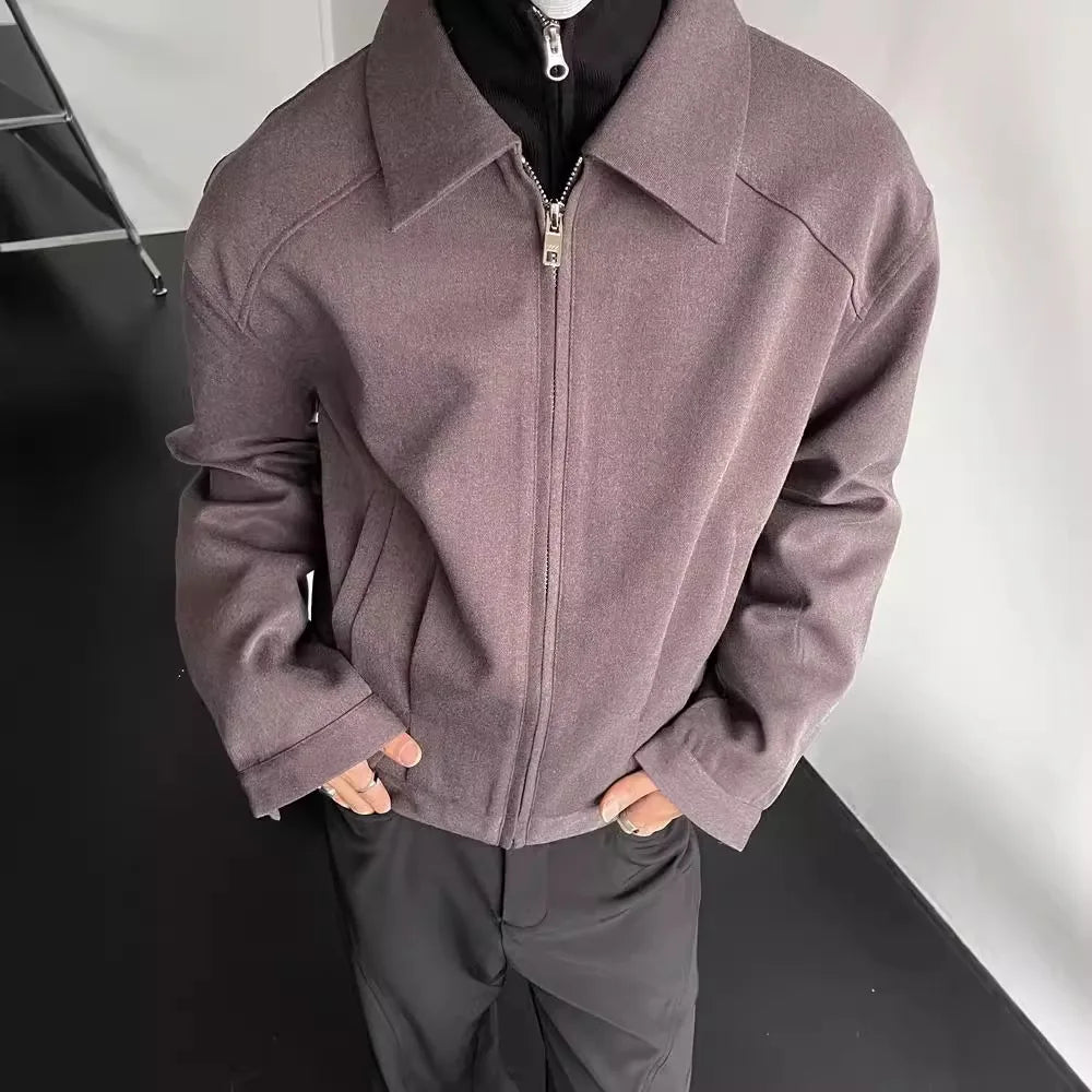 Herren Vintage Streetwear Mantel mit Reißverschluss