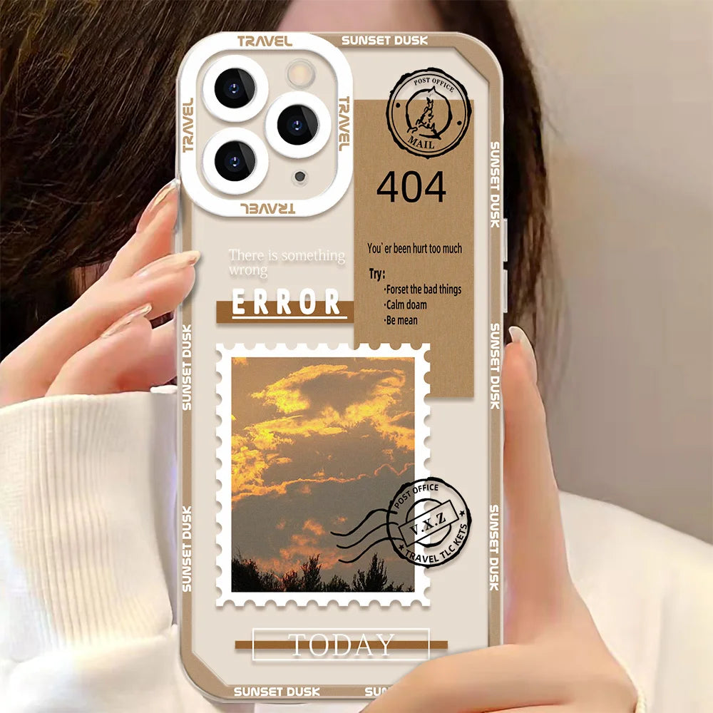 Landscape Stamp Label Phone Cases For iPhone