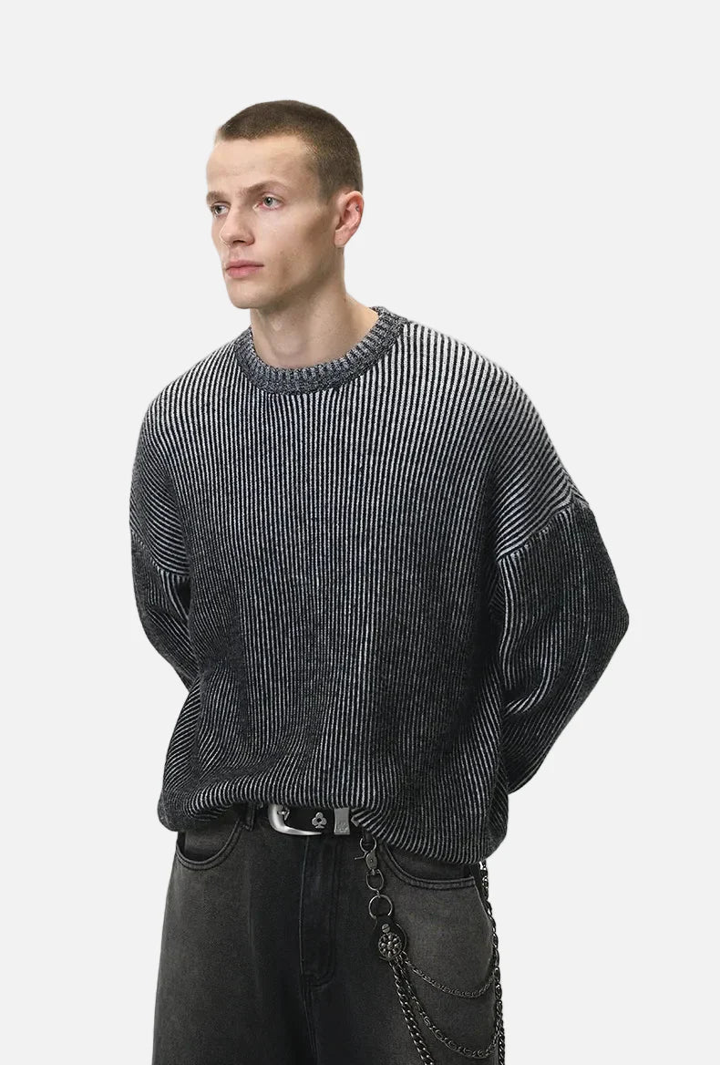 Streetwear Colorblock Loose Crewneck Strickpullover