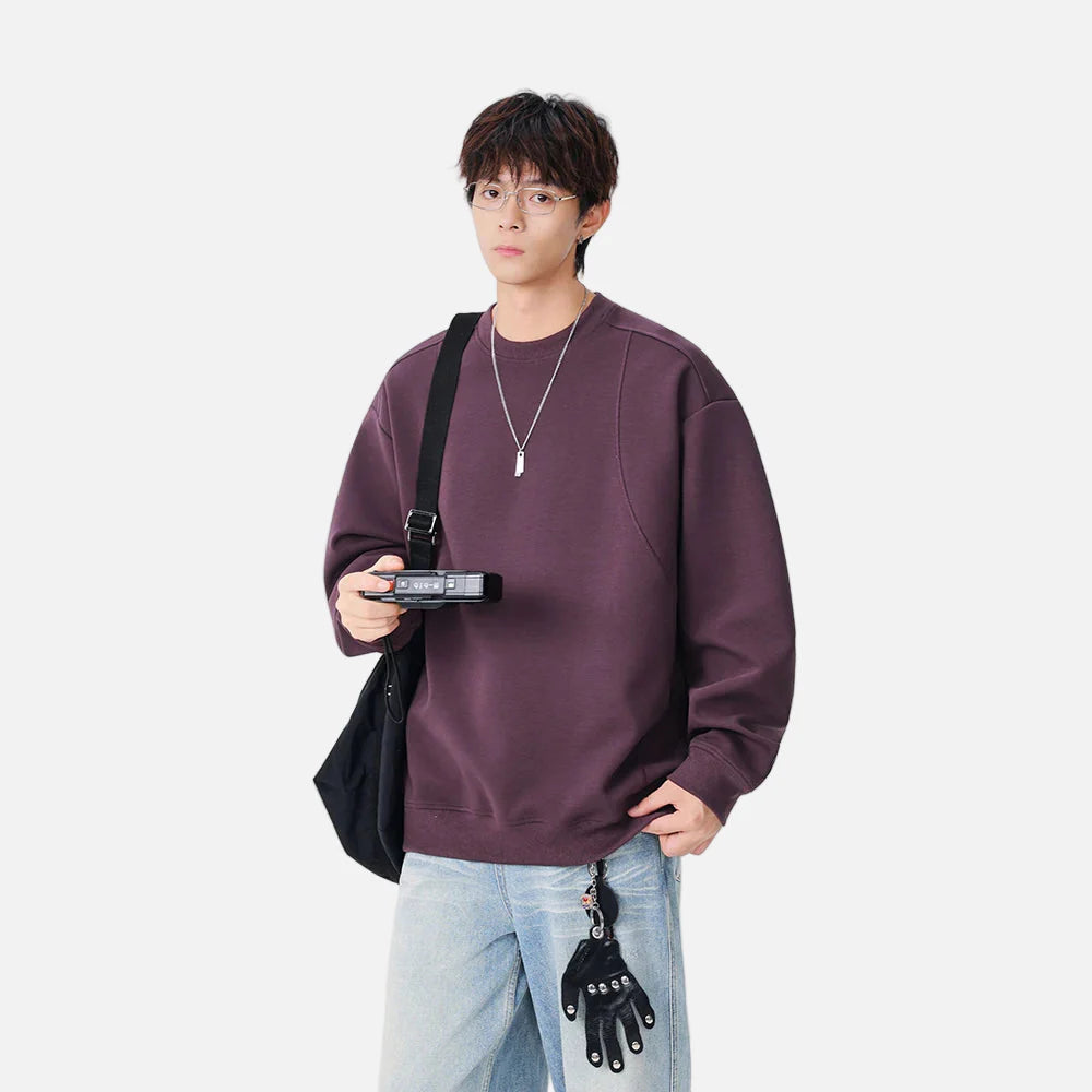 Winterliches Sweatshirt mit Rundhalsausschnitt und strukturierter Struktur