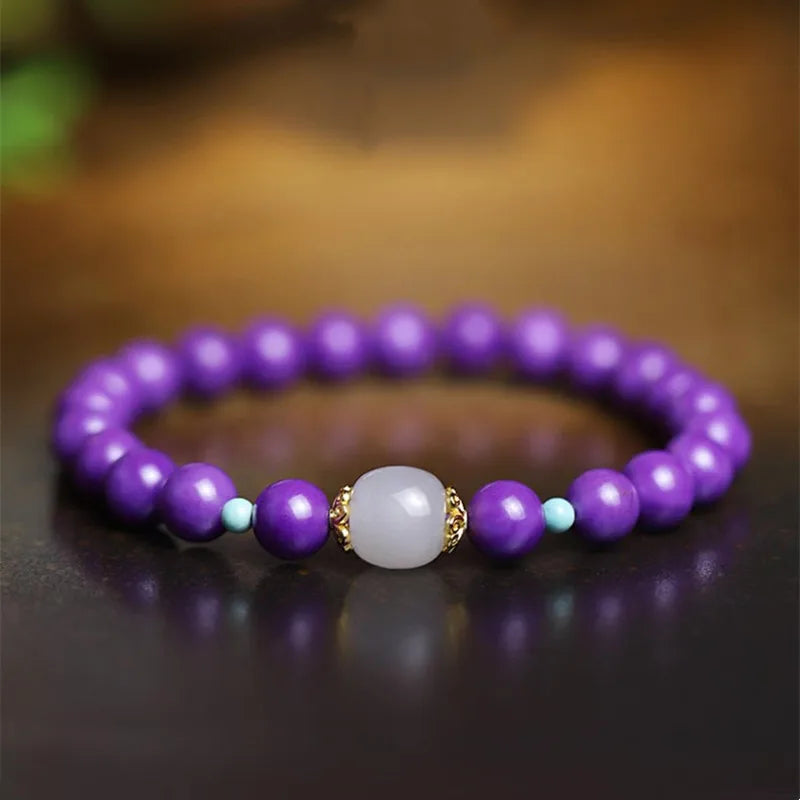 Bracelet Bouddha en jade violet perlé