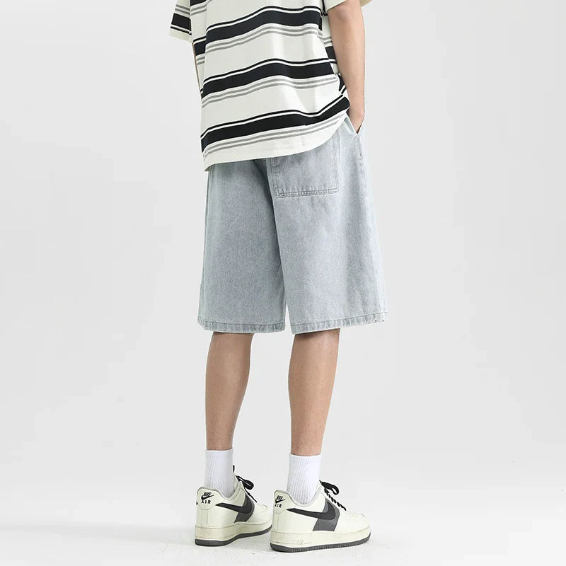 High Waist Loose Casual Washed Denim Short