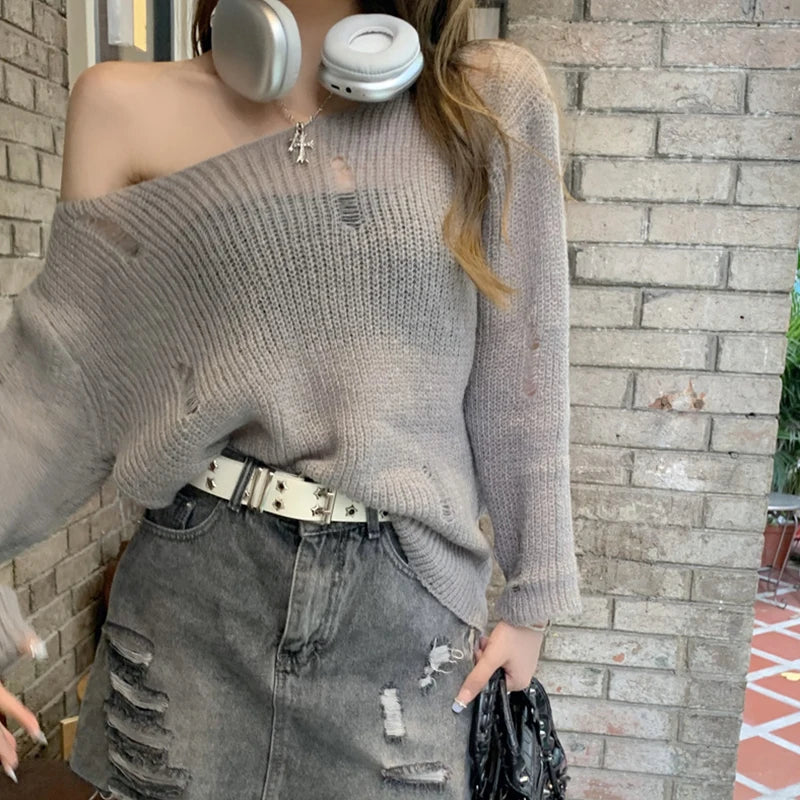 Y2k Long Sleeve Knitwear Sweatshirt