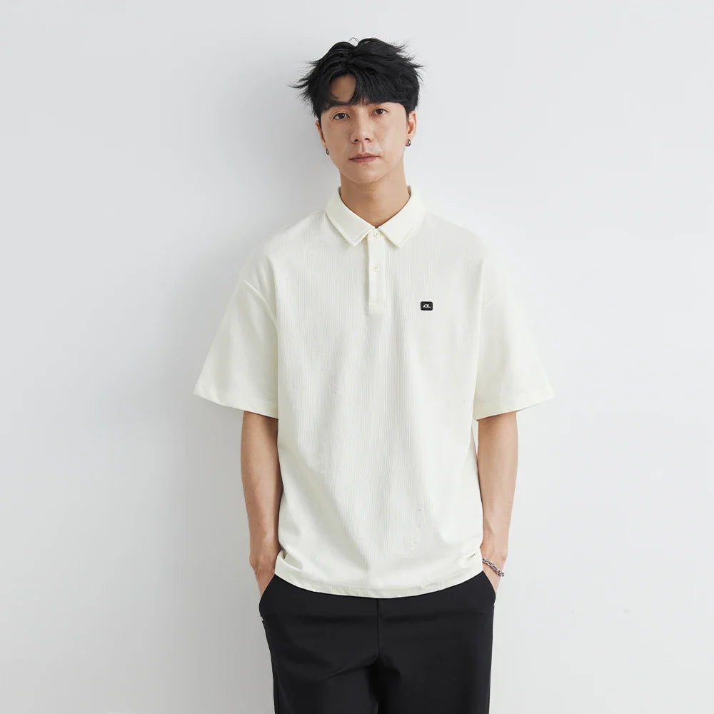 Men's Casual Hip Hop Loose Lapel Cotton Polo T-Shirt