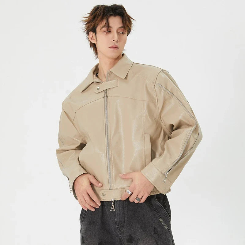 Lumi Retro Koreanische Motorrad-Lederjacke für Herren