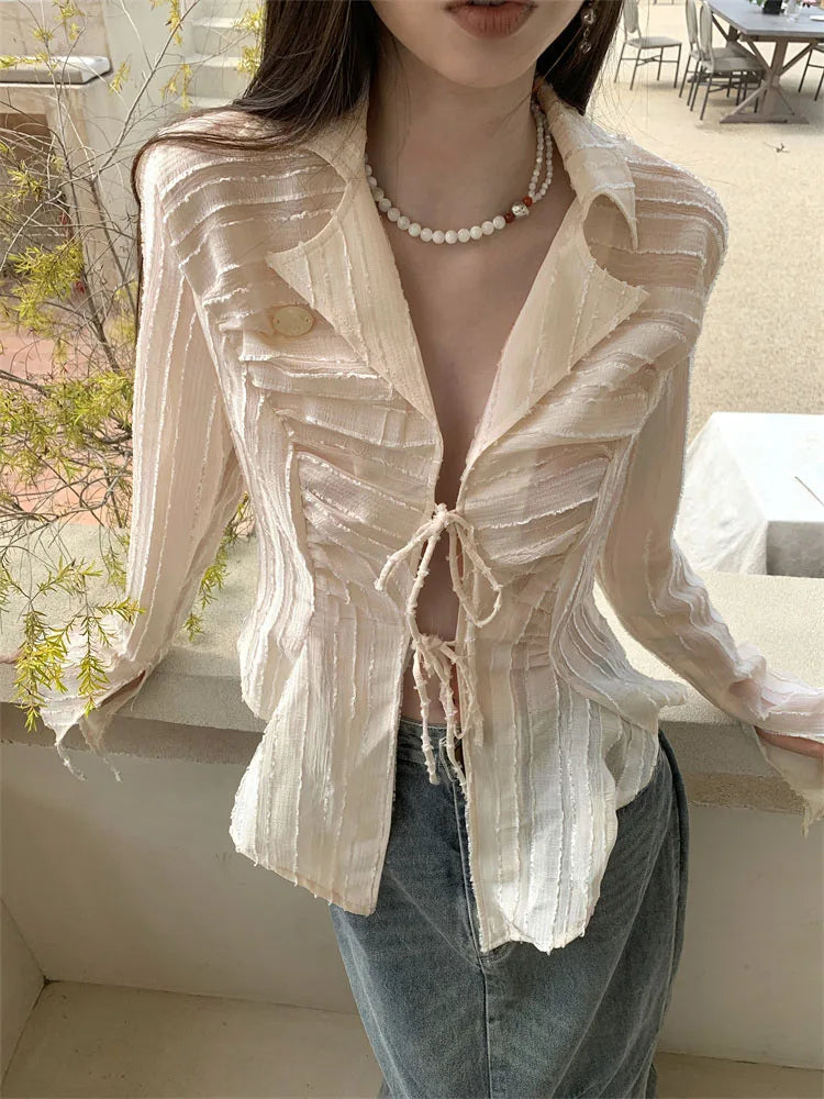 Fairycore Damen-Schnürpullover