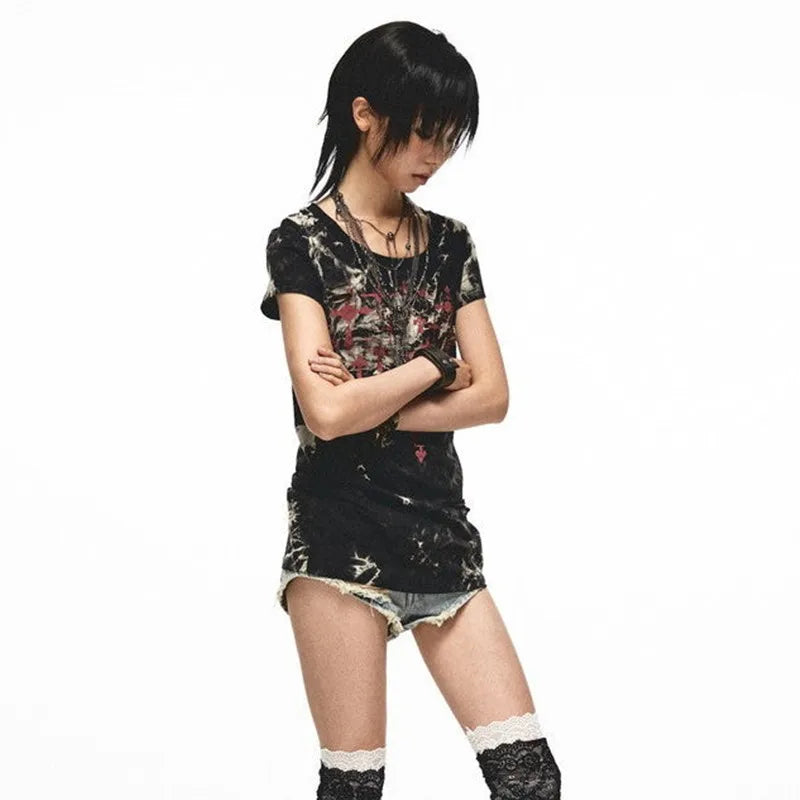 T-shirt imprimé tatouage style grunge