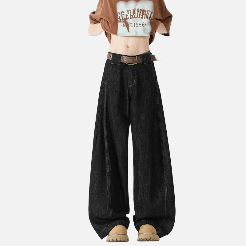 Vintage-Jeans aus hochwertigem Denim mit weitem Bein