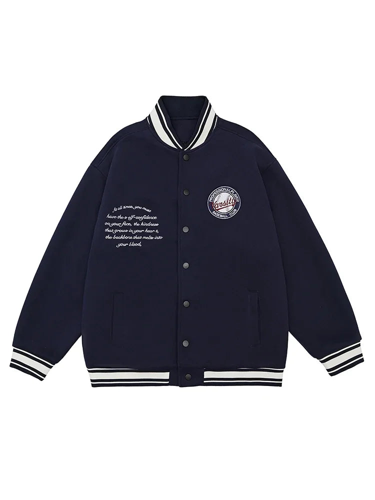 Retro Letter Embroidery Varsity Jacket