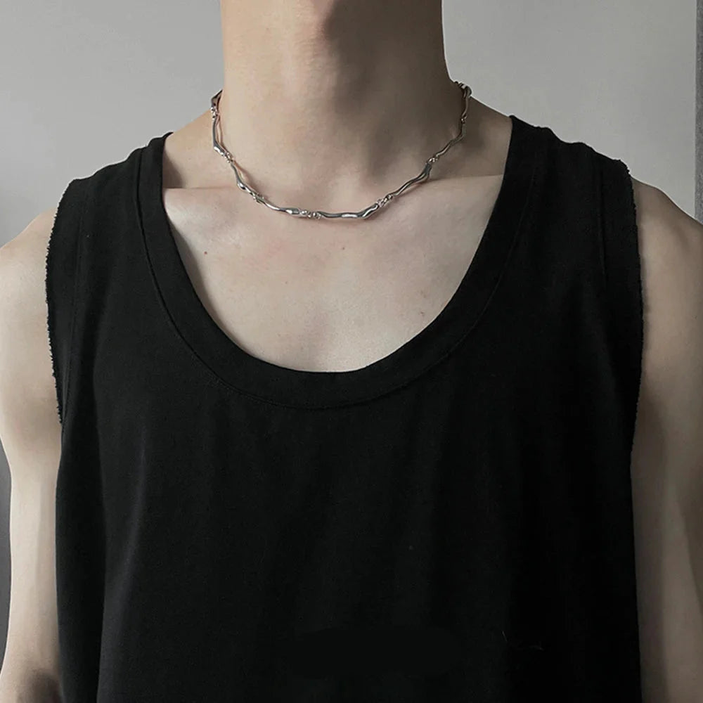 Men Luxury Irregular Titanium Steel Choker Necklace