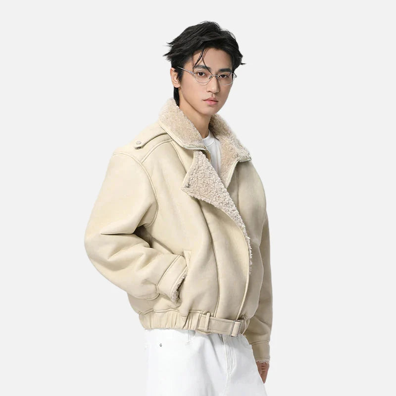 Veste en cuir doublée polaire chaude et confortable