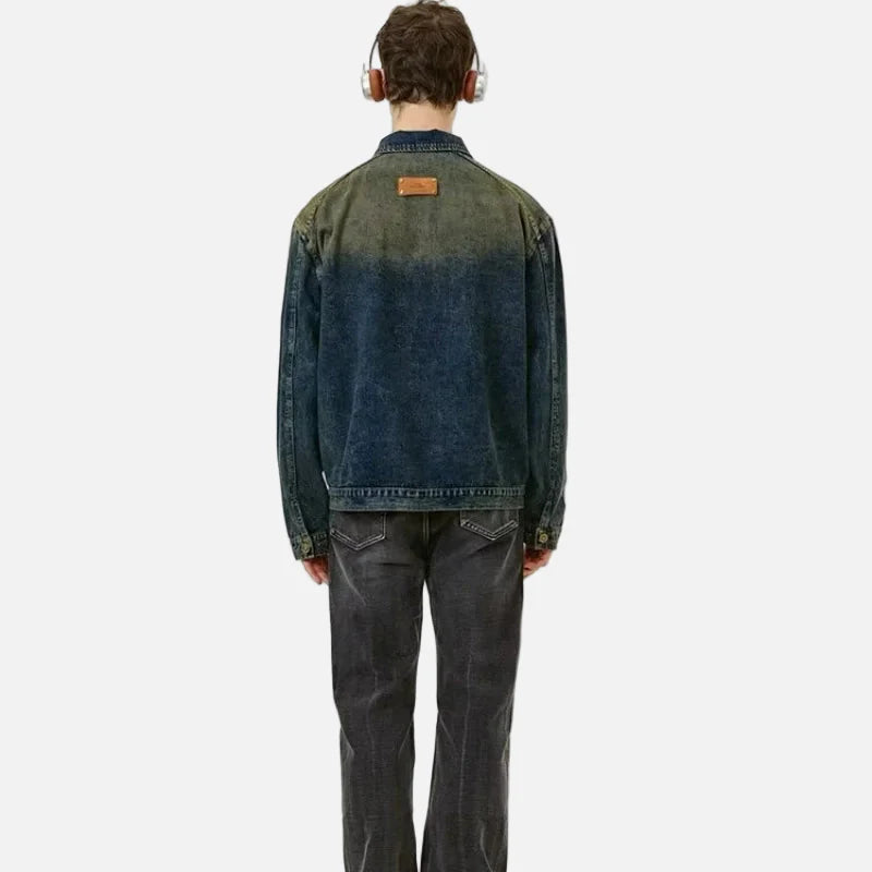 Veste en jean délavée style streetwear américain