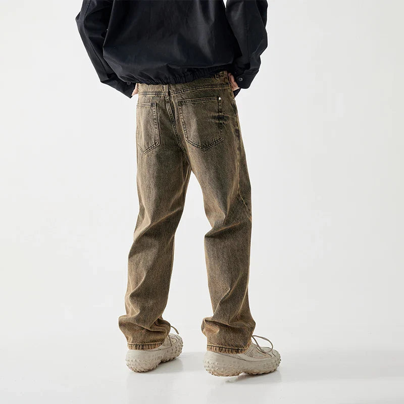 Gelbe Retro-Jeans mit lockerer Passform